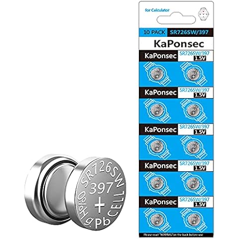 KaPonsec SR726SW 397 396 LR726 Silver Oxide Watch Battery-10Packs Cover