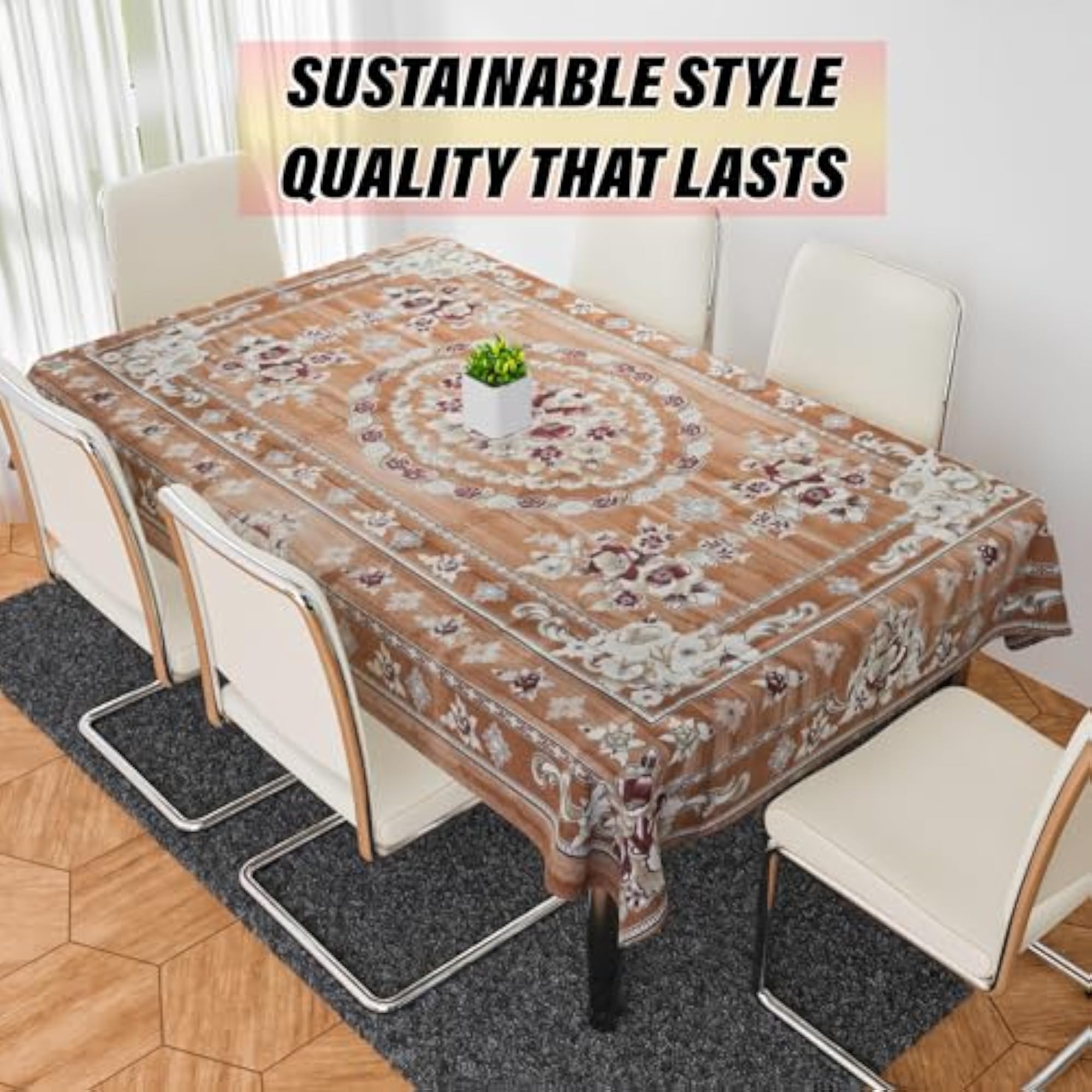 Rectangular PVC Dining Table Cover, 6 Seater Protector