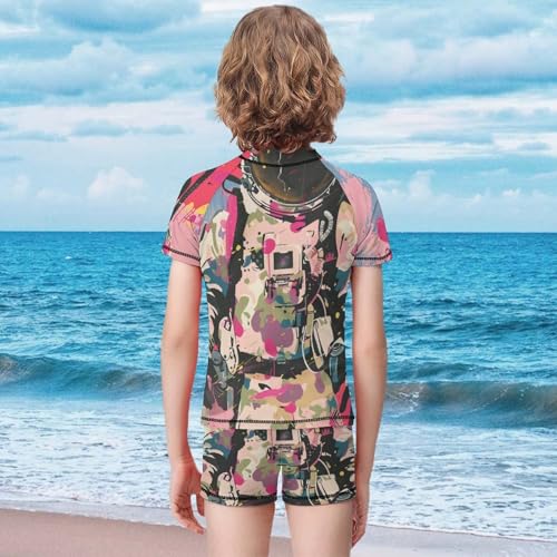 Pink Camouflage Military (2) Children's Casual Swimsuit Set - Simple and Versatile9-11Y（140cm）2