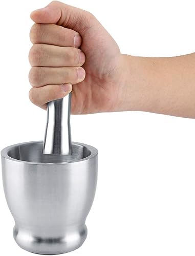 Miniatura 3 de Juego de mortero y mortero de acero inoxidable molinillo de especias trituradora de píldoras herramienta de cocina trituradora de píldoras molinillo