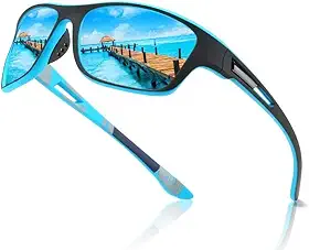 Óculos de Sol Masculino Azul Espelhado Polarizado Esporte Ciclismo Corrida UV400