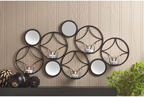 Candles MID-CENTURY MODERN WALL SCONCE Candle Light New Gift Circles Round Iron Glass Circular Mirror Mirrors