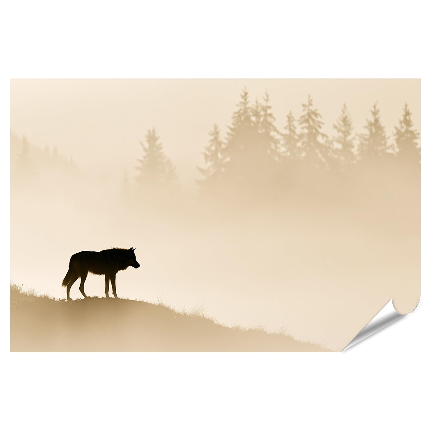 islandburner Póster premium místico silueta de lobo mural salón para amantes de la naturaleza - gran formato