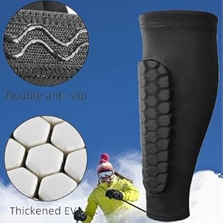 Protection Tibia Ski, Protege Tibia Ski, Chaussette Protege Tibias, Protecteurs de Tibias Élastiques Anti-Collision Longs, Structure en Nid d'abeille, pour Le Skier/Football (Noir, L)