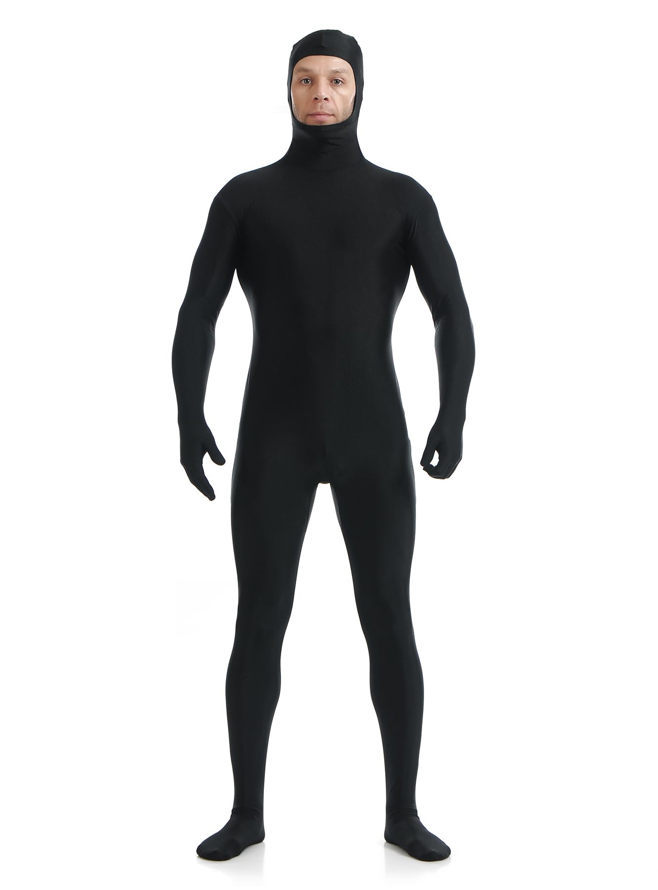 ATHX Men's and Women's Spandex Open Face Bodysuit Costume Adult Stretchy Halloween Cosplay Body Suit Zentai Suit Outfits