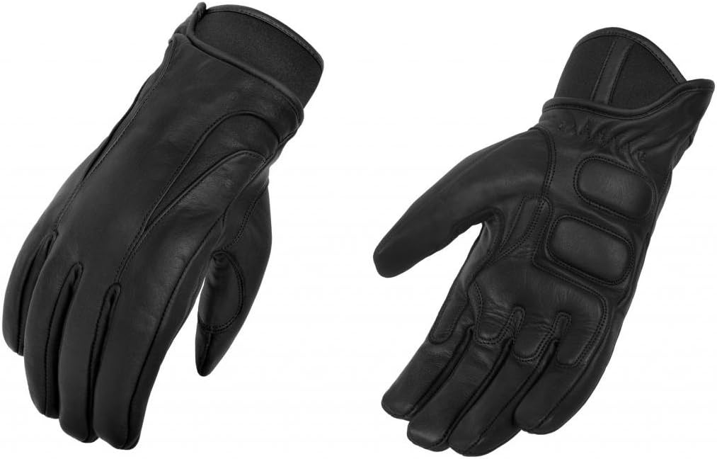 True Element Mens Motorcycle Driver Glove with Water Resistant Insert (Black, Large)