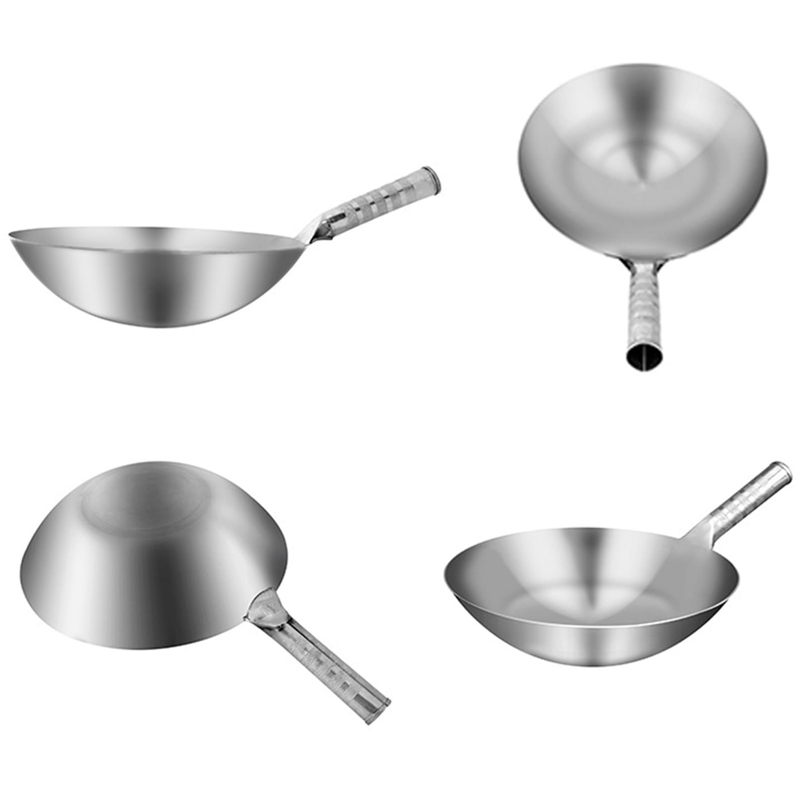 Wok Poêle 30 cm, sautés avec couvercle, wok en acier au carbone et wok antiadhésif, sans produits chimiques, wok chinois pour induction, électrique, gaz, tous feux