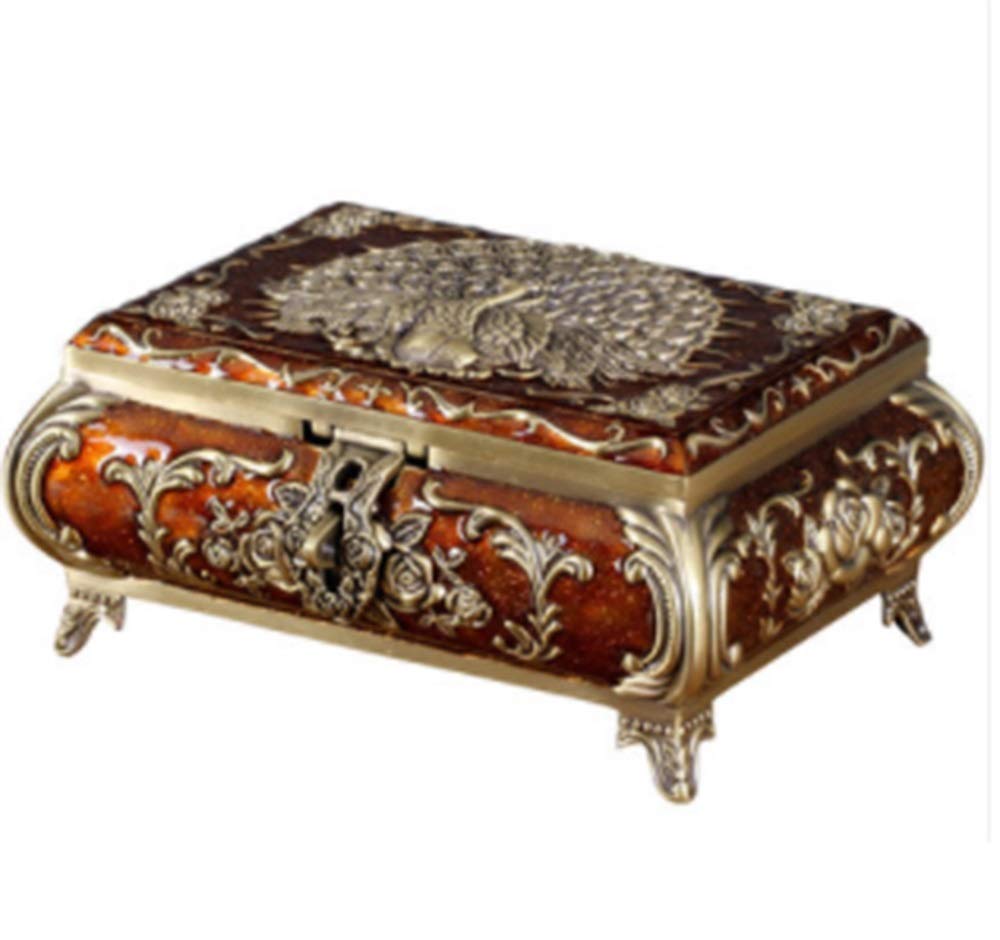 Boîte à bijoux vintage en métal de qualité supérieure avec gravures antiques