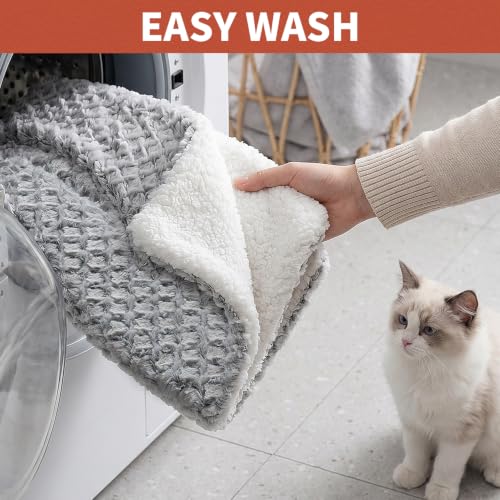 NODARKO Self Warming Cat Bed, Upgraded Thermal Mat for Indoor Cats Dogs Pad | 23.6"x15.7", Faux Rabbit Fur with Ridged Chenille, Silent Crinkle-Free, Double-Sided Cozy, Soft Bottom, Machine Washable - image 8