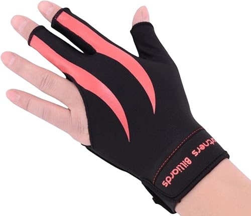 Miniatura 3 de Guante de billar para taco de piscina con 3 dedos para mano izquierda, con almohadilla antideslizante, agradable a la piel, elástico, transpirable,