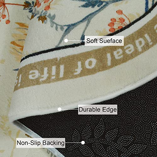 Abreeze Soft Oval Area Rugs For Bedroom Living Room,Floral Runner Rug Non Skid Washable Bedroom Rug Throw Rugs Floor Carpet For For Nursery Children Kids Girls Room Home Decorative 2'X5.3',Coffee #TOP5