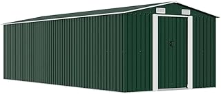 vidaXL Geräteschuppen 257x580x181cm Metall Grün Gerätehaus Schuppen Gartenhaus Gartenschuppen Lagerschuppen Werkzeugschuppen Gartenaufbewahrung