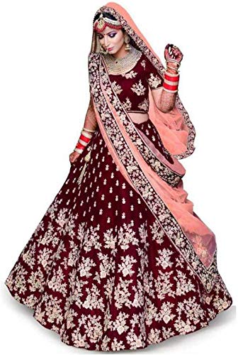 Suppar Sleave Women's Satin Semi-stitched Lehenga Choli