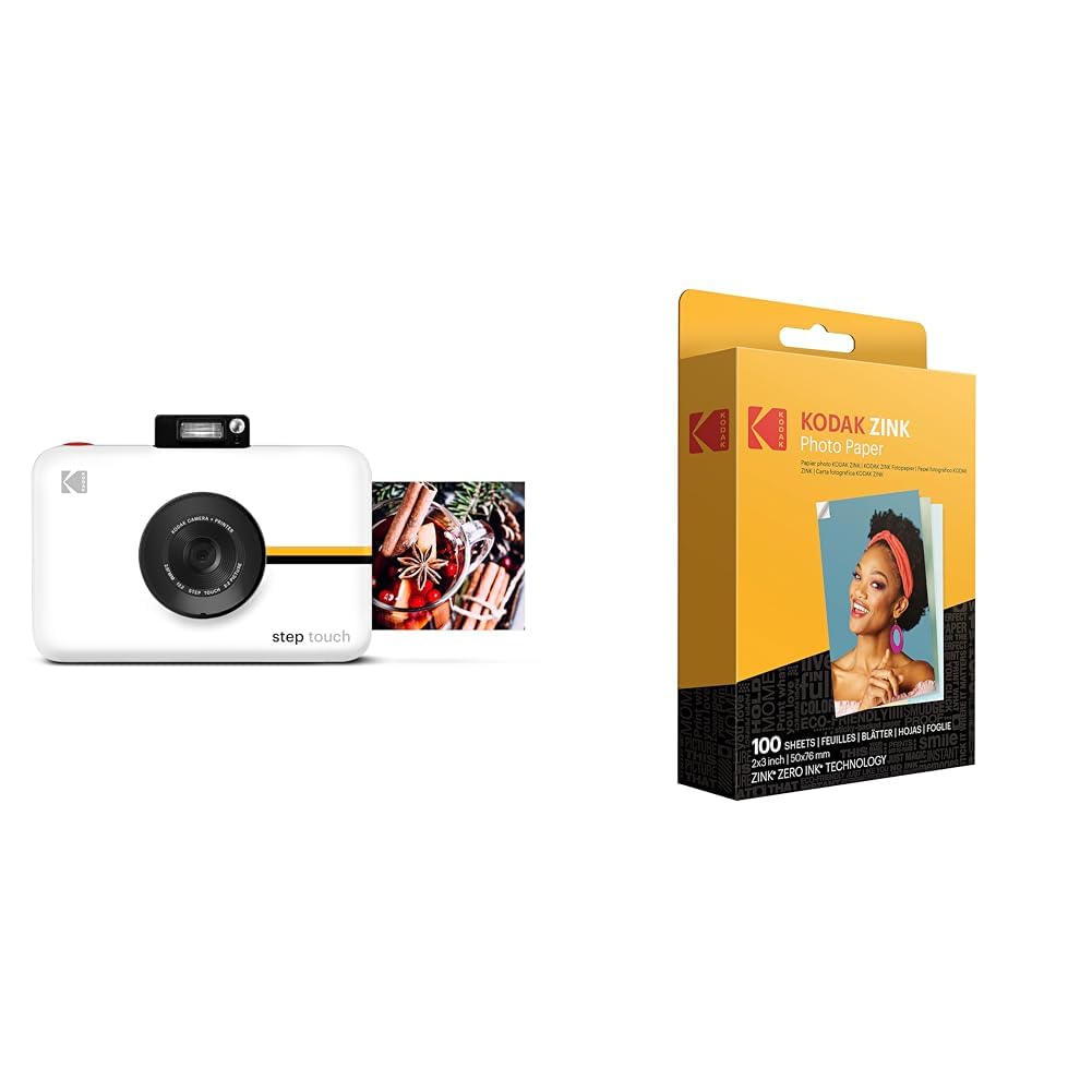KODAK RODITC20AMZW Step Touch | Fotocamera digitale 13 MP a stampa istantanea & Carta fotografica Zink Premium 2x3 pollici (100 fogli) compatibile con fotocamere