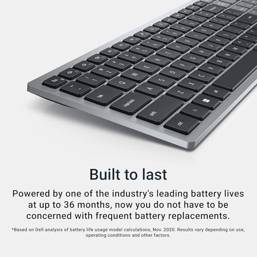 Dell KB740 Compact Multi-Device Wireless Keyboard – Dual Mode RF & Bluetooth 5.0, Full-Size Layout, Quiet Typing, Long Battery Life, Secure AES-128 Encryption, UK QWERTY Layout – Titan Grey - Image 6