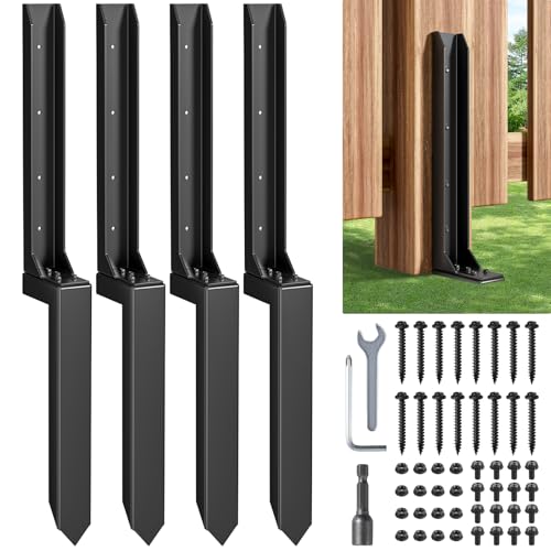 Heavy Duty Steel Fence Post Anchor Kit (4-Pack)