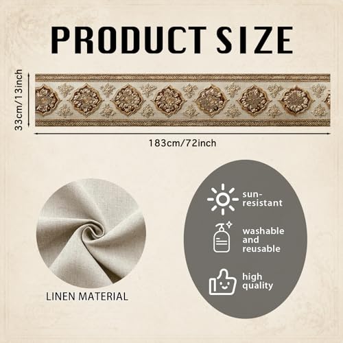 Image of Nuxovilar Gold Embossed Flax Table Runner 13x72 in