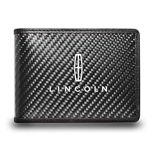 for - Lincoln Black Real Carbon Fiber Leather RFID Blocking Bi-fold Wallet