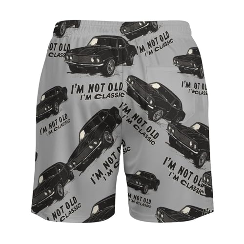 I'm Not Old I'm Classic Beach Shorts for Men Swim Trunks Quick Dry Swim Shorts with Compression Liner Pocket4