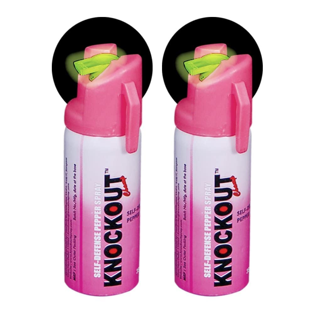 Knockout Pepper Spray for Self Defence with Twist Lock Glow in Dark Trigger Small Reliable Effective Self Defense Spray Pack of 2