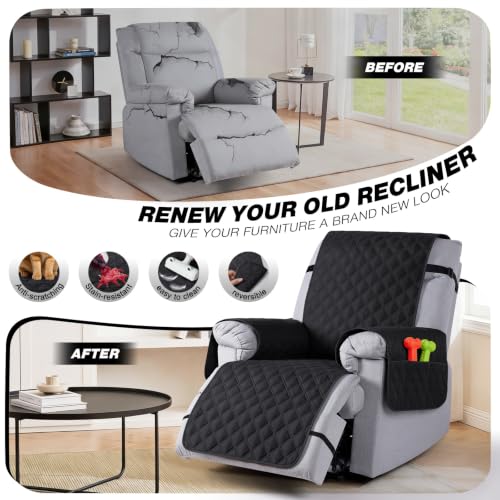 Image of TAOCOCO 100% Waterproof Recliner Chair Covers Reversible 28 inch, Black
