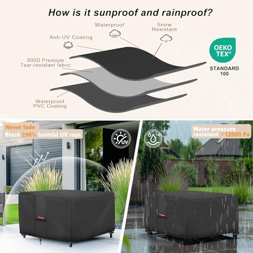 Image of Porch Shield Fire Pit Cover - Waterproof 600D Heavy Duty Fade Resistant Square Patio Fire Pit Table Cover Black - 32 x 32 x 24 inch