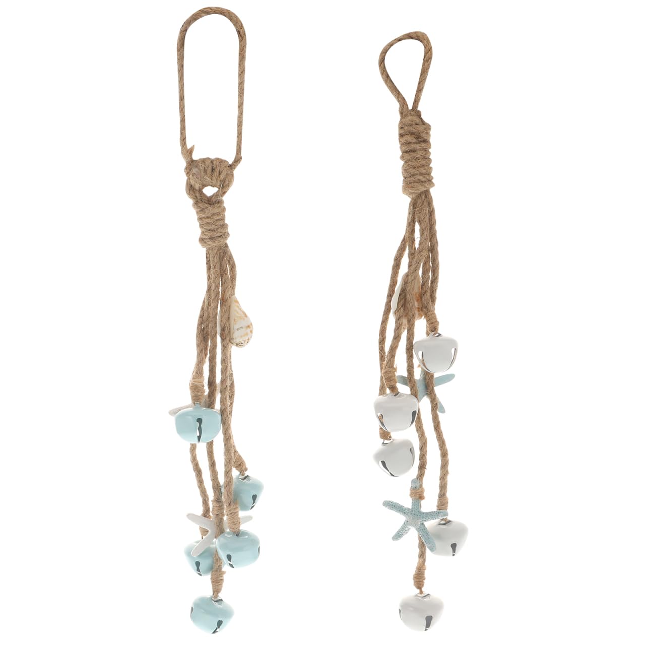 EXCEART Mediterranean Style Hanging Ornaments with Rope Bells 17In Vintage Coastal Decor for Door Car Garden Decoration Set of 2