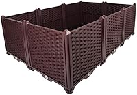 Vista 36 de Hershii Kits de cama elevada de jardín, contenedores rectangulares de plástico para plantas profundas, para interiores y exteriores, verduras, Blanco