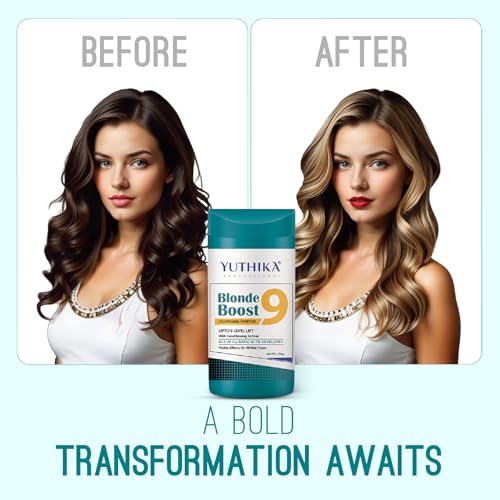 Image of Yuthika Hair Colour Developer 30 Vol (500ml) with Blonder Powder 9 Level (250g), Hair Lightening Kit, Professional Hair Bleach Powder and Developer for Hair Colour & Highlights