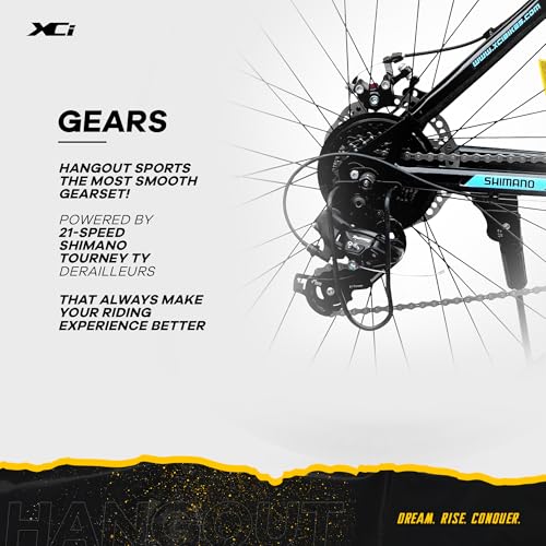 Image of XCi Hangout Mountain Bike, 27.5 -Inch Tires, 21-Speed Shimano Gears, Front Suspension 80mm, Mechanical Disc Brakes, Youth 12+ Years, 18-Inch Ultra Light Steel Frame| Black