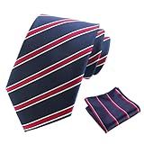GXAHSOL STREIFEN KRAWATTE HERREN, GESTREIFTE KRAWATTE UND EINSTECKTUCH SET, RETRO KRAWATTEN FÜR HOCHZEIT PARTY BUSINESS