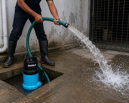 Image of Havells HDWK10 Submersible Dewatering Pump | 244 LPM High Discharge | 9.5M Max Head | Portable Water Drainage Pump | 32mm Outlet | Sumps, Tanks & Flooded Areas | 1 Year Warranty