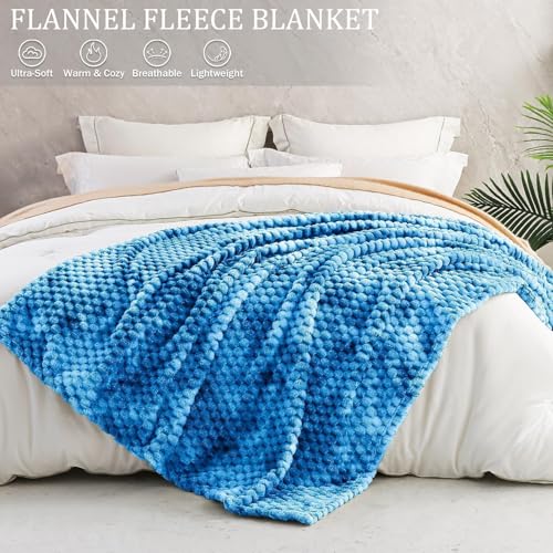Image of Soft Cozy Plush Sofa Throws for All Seasons, Extra Large Fuzzy Tie-dye Cobalt Blue Bed Blankets, 50x70 Inches Fleece Throw Blanket for Couch by Exclusivo Mezcla