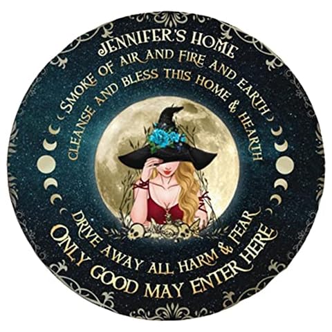 Monosky Custom Personalized Witch Round Rug - Gift Idea for Halloween/Wicca Decor/Pagan Decor - Only Good May Enter Here Cover