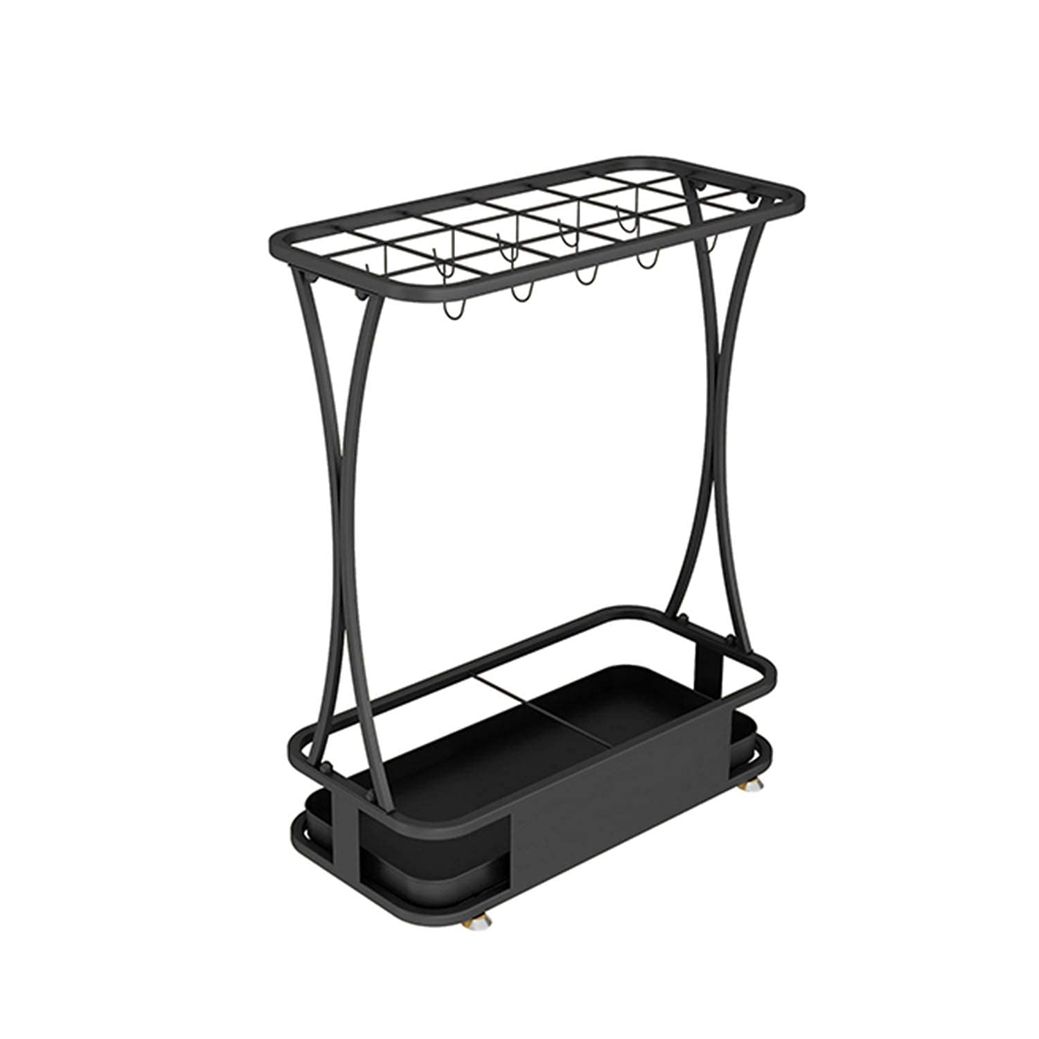GHHVFEC Metal Umbrella Stand Rack with Hook and Removable Drip Tray for Entryway, Office, Hallway