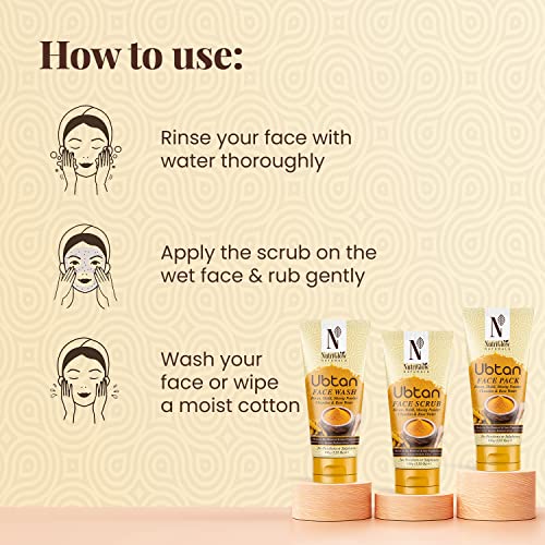Image of NutriGlow Natural's Ubtan Face & Body Scrub with Besan, Moong Powder for Tan Removal, 100g