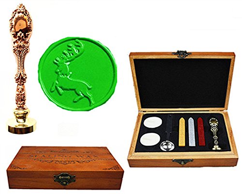 Boîte en bois pour invitations de mariage avec sceau en bronze et logo personnalisé de scellant
