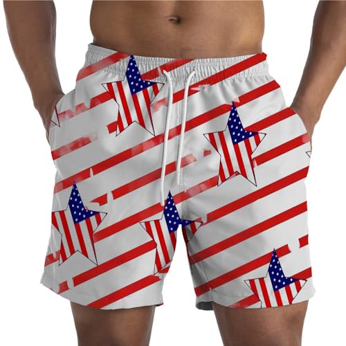 TOONRAIN American Flag Shorts for Men July 4th Patriotic Trunks 3D Funny Print Summer Hawaiian Beach Shorts