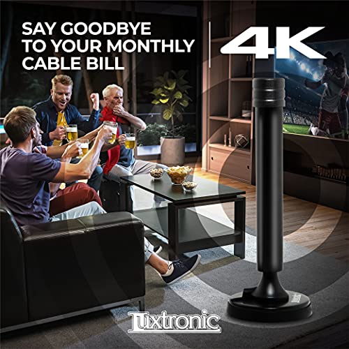 Gray HDTV Antenna - 7.5” Antenna w/ 360 Degree Reception for Signals 40 Miles Away - 2.5” Magnetic Base and 10’ Coaxial Cable - Great for Portable Use - Compatible w/ 1080P and 4K Smart TVs - Thumbnail 7