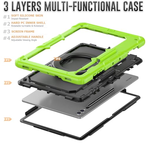 Coque antichoc Samsung Tab S9 Ultra évite cassure écran avec sangle verte