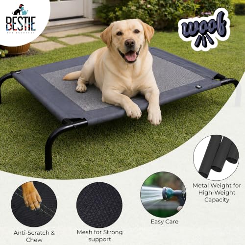 Image of Extra Large(XL) Elevated Cooling Dog Cot Bed with High-Strength Powder Coated Steel Frame, Breathable Mesh, Rust-Proof, Easy to Clean, Indoor /Outdoor Use- 51 X 30 X 8 Inches, Grey