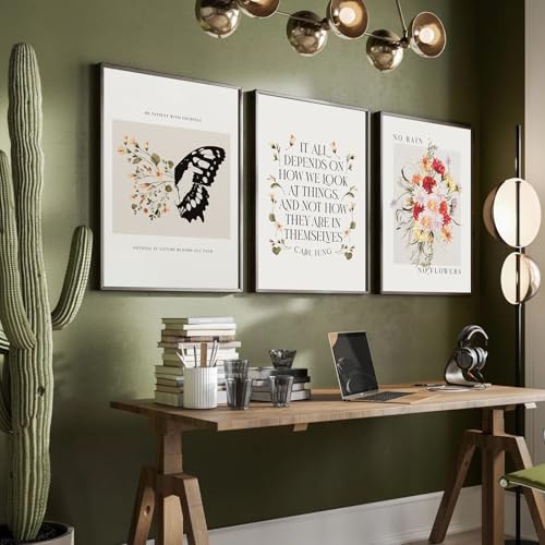 VVL 3Pcs Inspirational Quotes Wall Art for Office Mental Health Wall Art Motivation Painting Picture Wall Decor for School Office Treatment Room Home Decoration Unframed