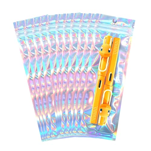 100 Pcs 2.7x9 Inch Holographic Pen Bags - Resealable Smell-Proof Packaging Bags for Party Favors Food Storage Cosmetics Jewelry Craft Supplies & Lip gloss