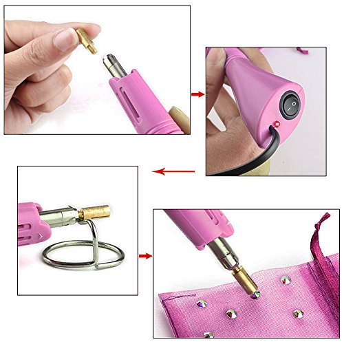 Applicateur hotfix strass 7 en 1 rose pour customisation textile - 2