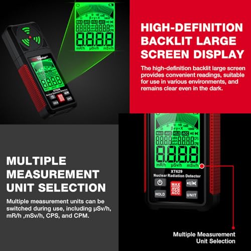 Image of Xin Tester Radiation Dosimeter Beta β Gamma γ X-ray Detection Meter, Portable Nuclear Radiation Detector Geiger Counter (XT629 V2)