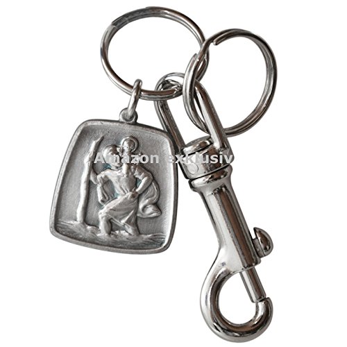 HR-Autocomfort Heiliger St. Christophorus 30 mm viereckig Schlüsselanhänger mit Karabiner Cover