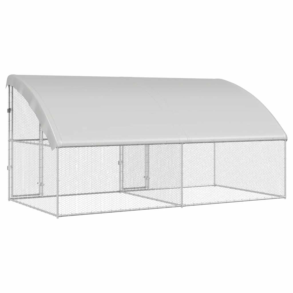Gabbia per polli, 2 pezzi, argento, 400 x 200 x 200 cm, in acciaio zincato, gabbia per polli, conigli, oce, colombe e quaglie, con 2 ante