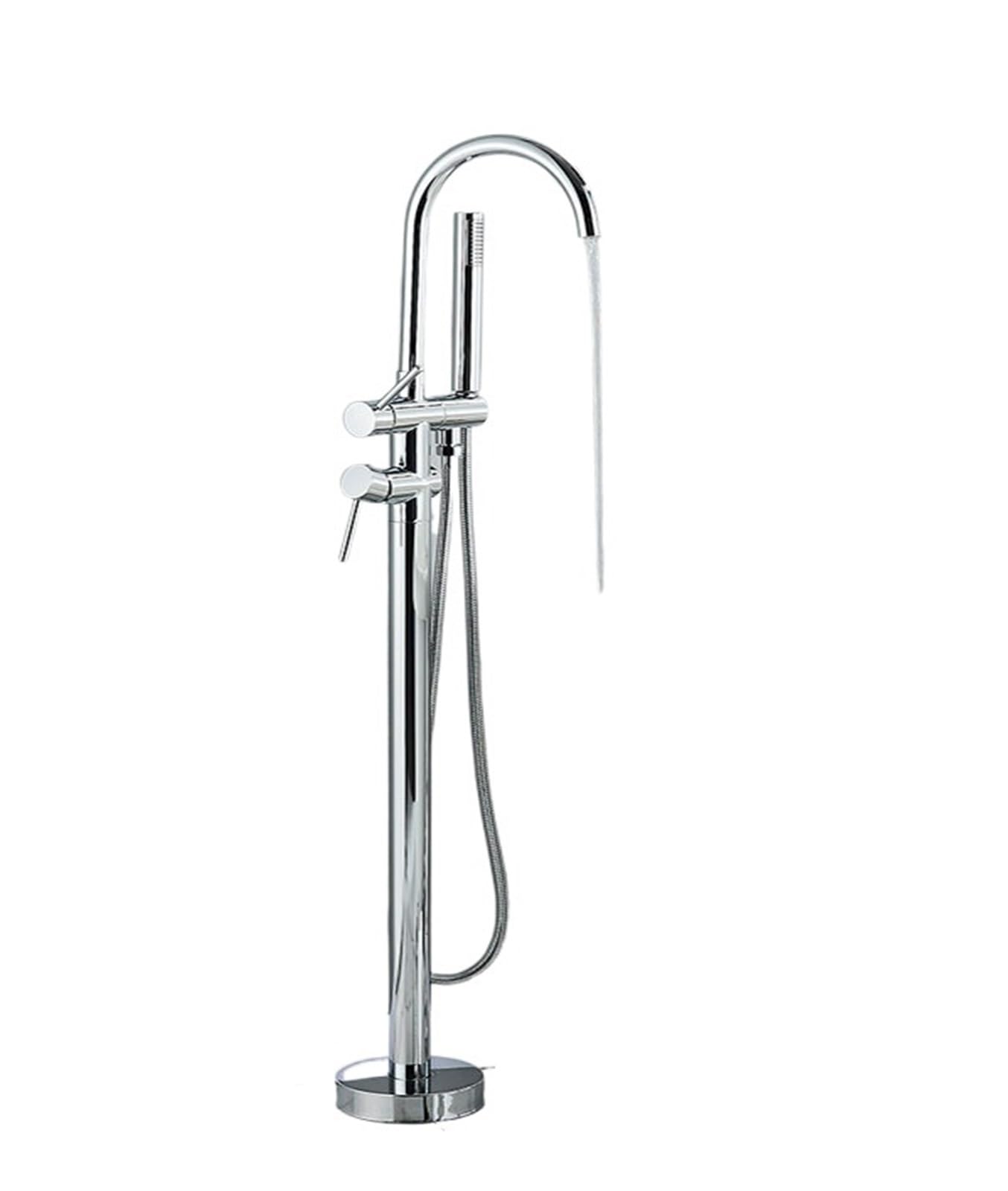 ZYCHSJXA Matte Black Brass Freestanding Bathtub Faucet Floor Mounted Shower Mixer Taps Hot & Cold Water Swivel Spout Durable Leak proof Design for Modern Bathrooms