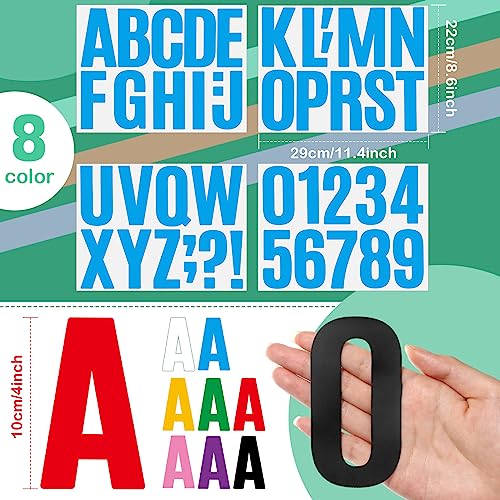 Image of Qilery 32 Sheets 4 Inch Letter and Number Stickers Self Adhesive Vinyl Letters Alphabet Stickers Big Font Letters Number Tags for School Classroom Home Mailbox Decor (Multicolored)