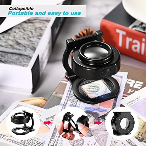 25X Loupe Magnifier Mini Rechargeable Foldable Pocket Magnifier Zinc Alloy Magnifying Glass Illuminated Handhold Magnifier For Jewelry Textile Currency Coins Stamps Circuit Board Gems … #TOP3